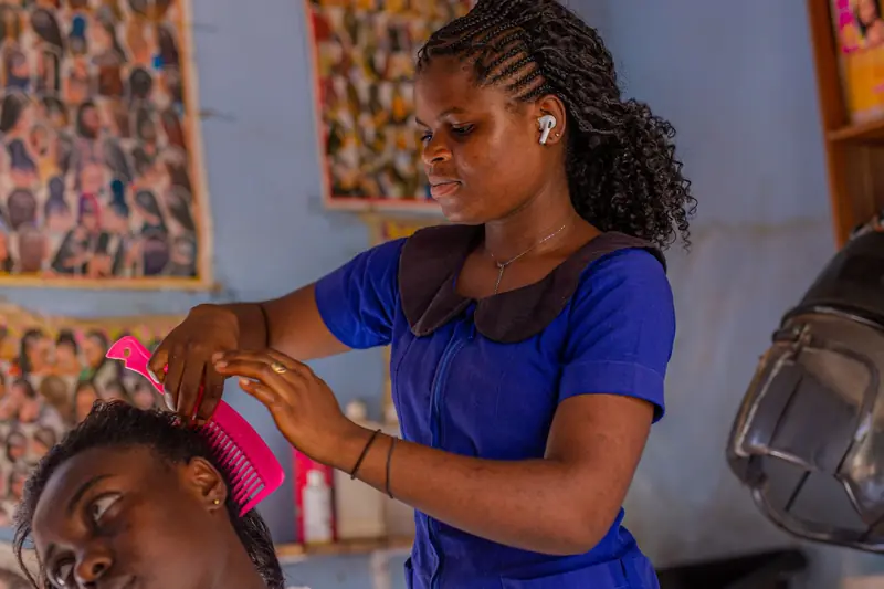 Hair stylist at work